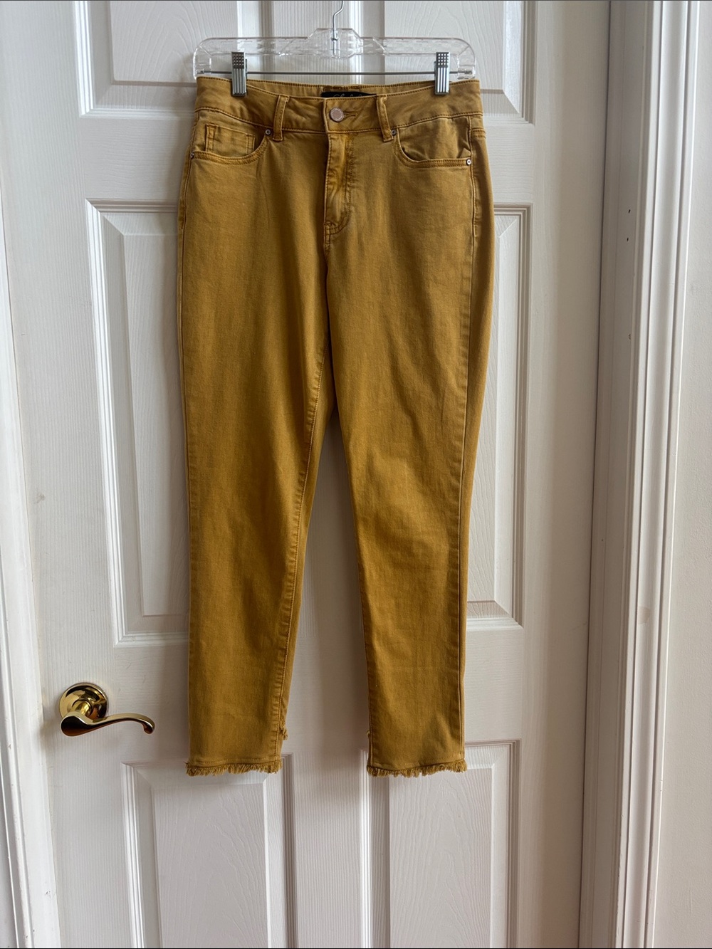 CHARLIE B Mustard High-Rise Cropped Jeans